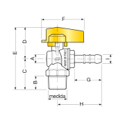 GRIFO ESCUADRA MACHO-PORTA GOMA (GAS)